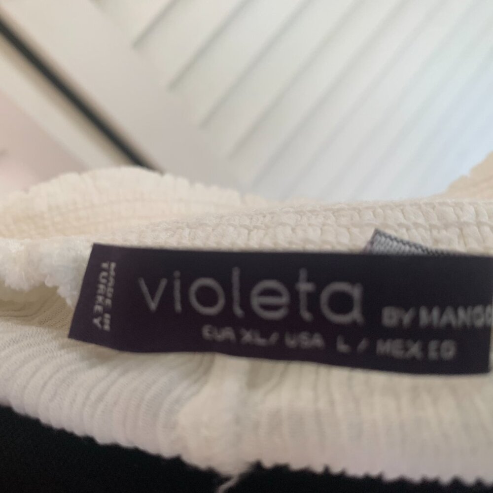 🍁Violeta By Mango Off the shoulder blouse  with lace trim size L - Picture 7 of 7
